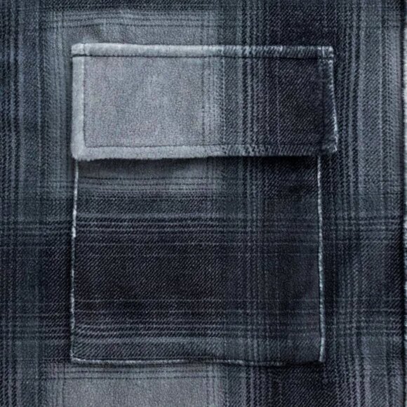 Stampd Plaid Cropped Sherpa Jacket • Blue/Grey Micro Sherpa • Oversized - Picture 4 of 15